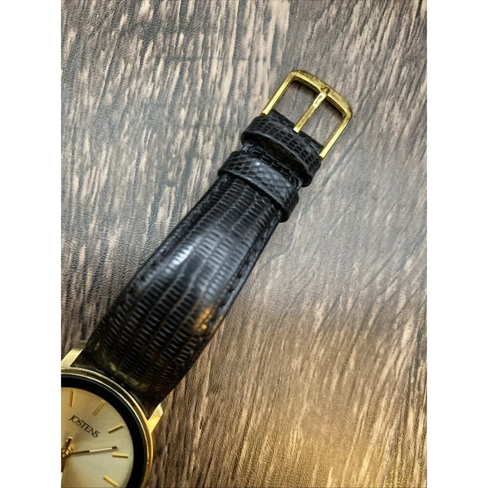 Jostens watch Black and Gold Tone Swiss Case New Battery